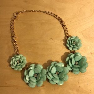 Mint flower statement necklace